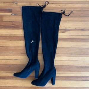 Thigh High Heel Boots Black